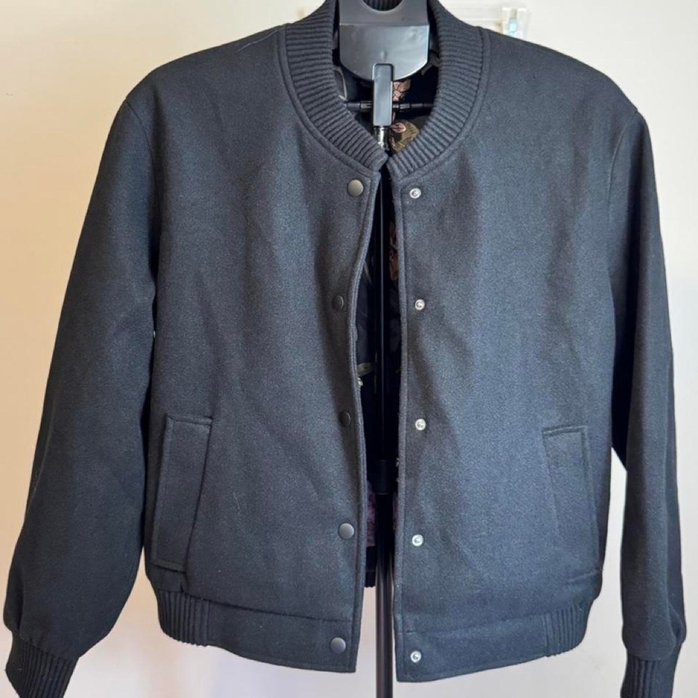 Black Bomber Jacket Floral Lining